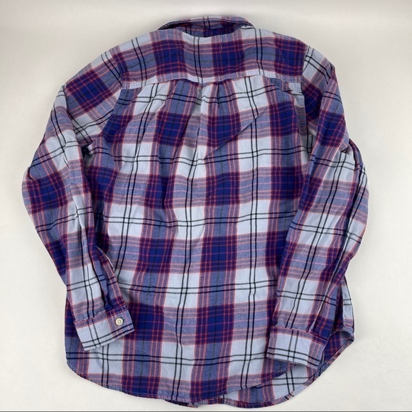 Old Navy Classic Button Up Shirt Womens Medium Blue Purple Plaid - Picture 6 of 8